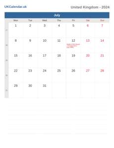 Calendar 2024 July