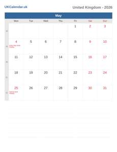 Calendar 2026 May
